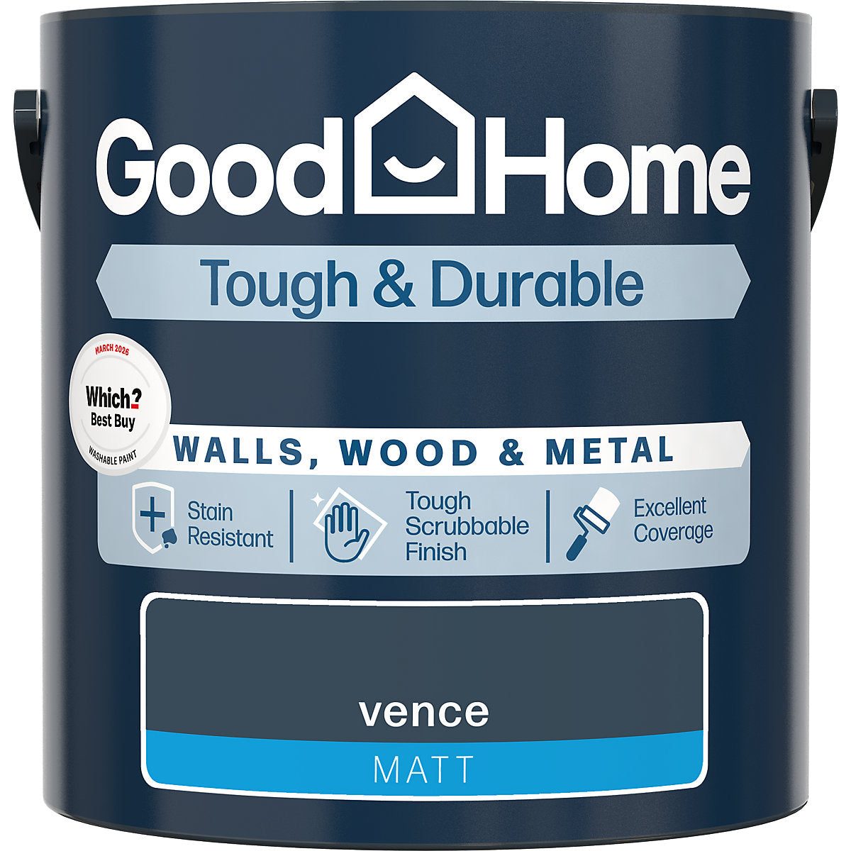 GoodHome Tough & Durable Vence Matt Metal, plaster & wood Multi-surface paint, 2.5L