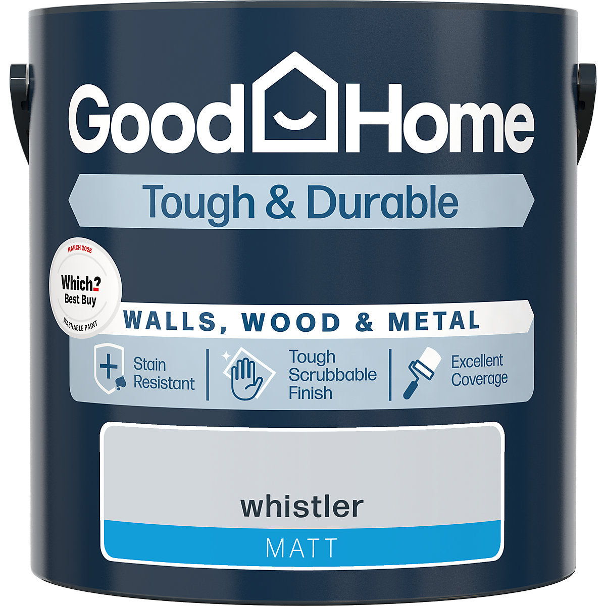 GoodHome Tough & Durable Whistler Matt Metal, plaster & wood Multi-surface paint, 2.5L