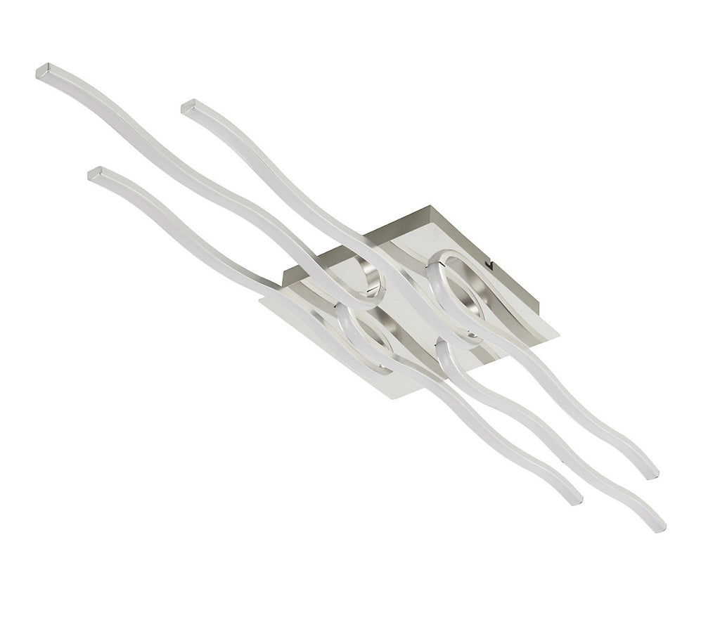 GoodHome Vaccus Rectangle Brushed Metal & plastic Chrome effect LED Ceiling light
