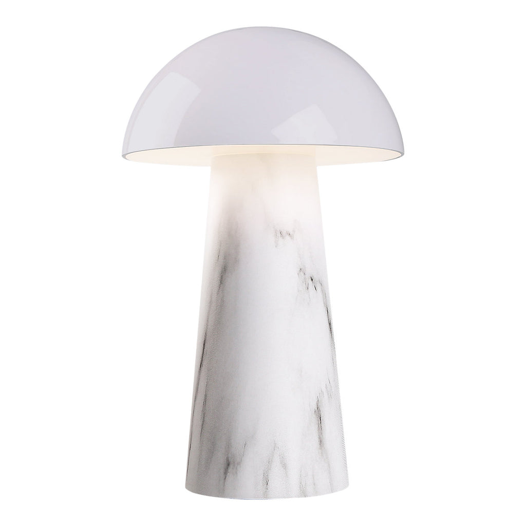 GoodHome Varitas Round Gloss White Marble effect Integrated LED Table lamp