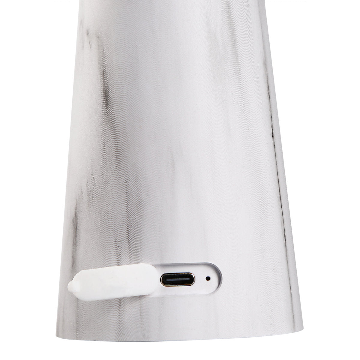 GoodHome Varitas Round Gloss White Marble effect Integrated LED Table lamp