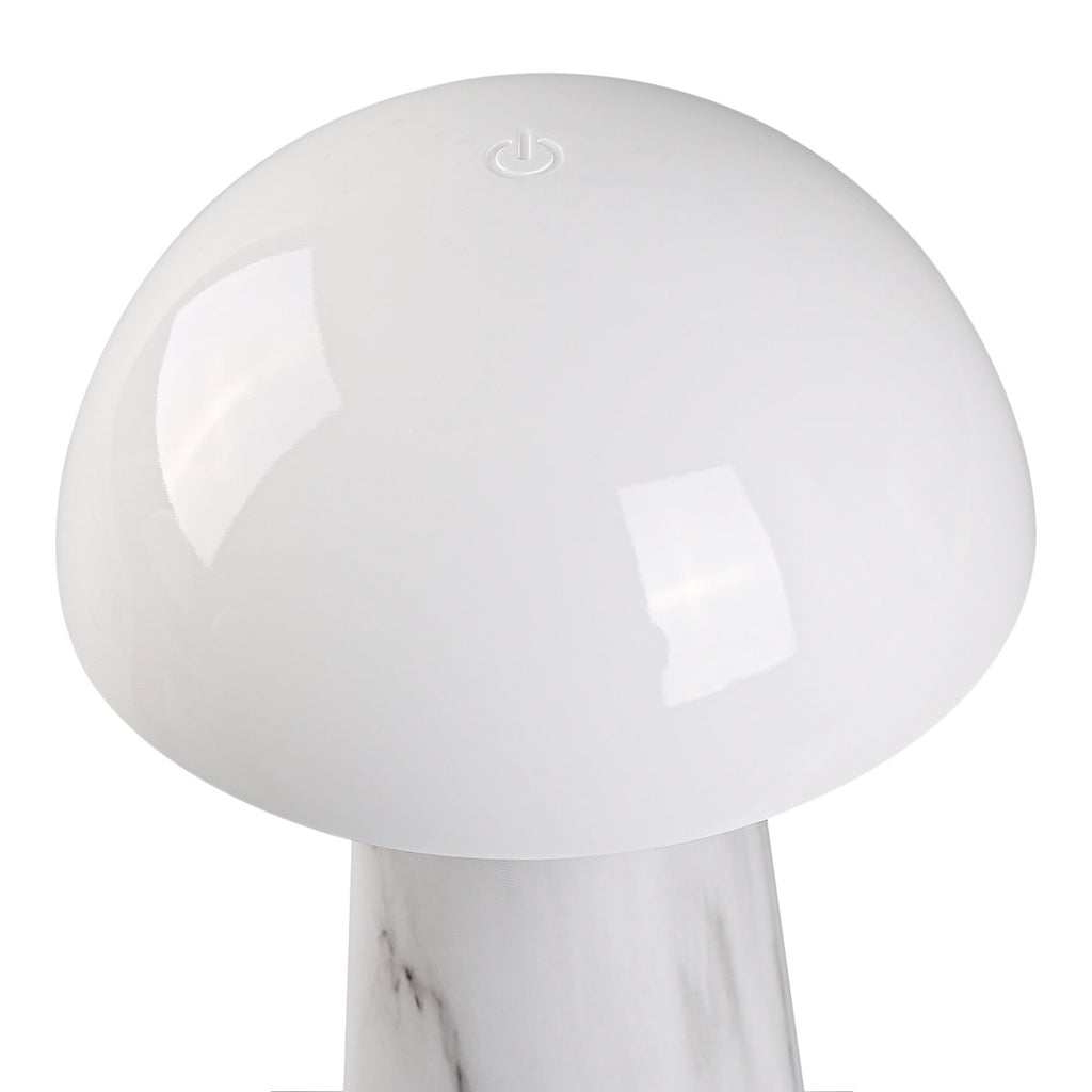 GoodHome Varitas Round Gloss White Marble effect Integrated LED Table lamp