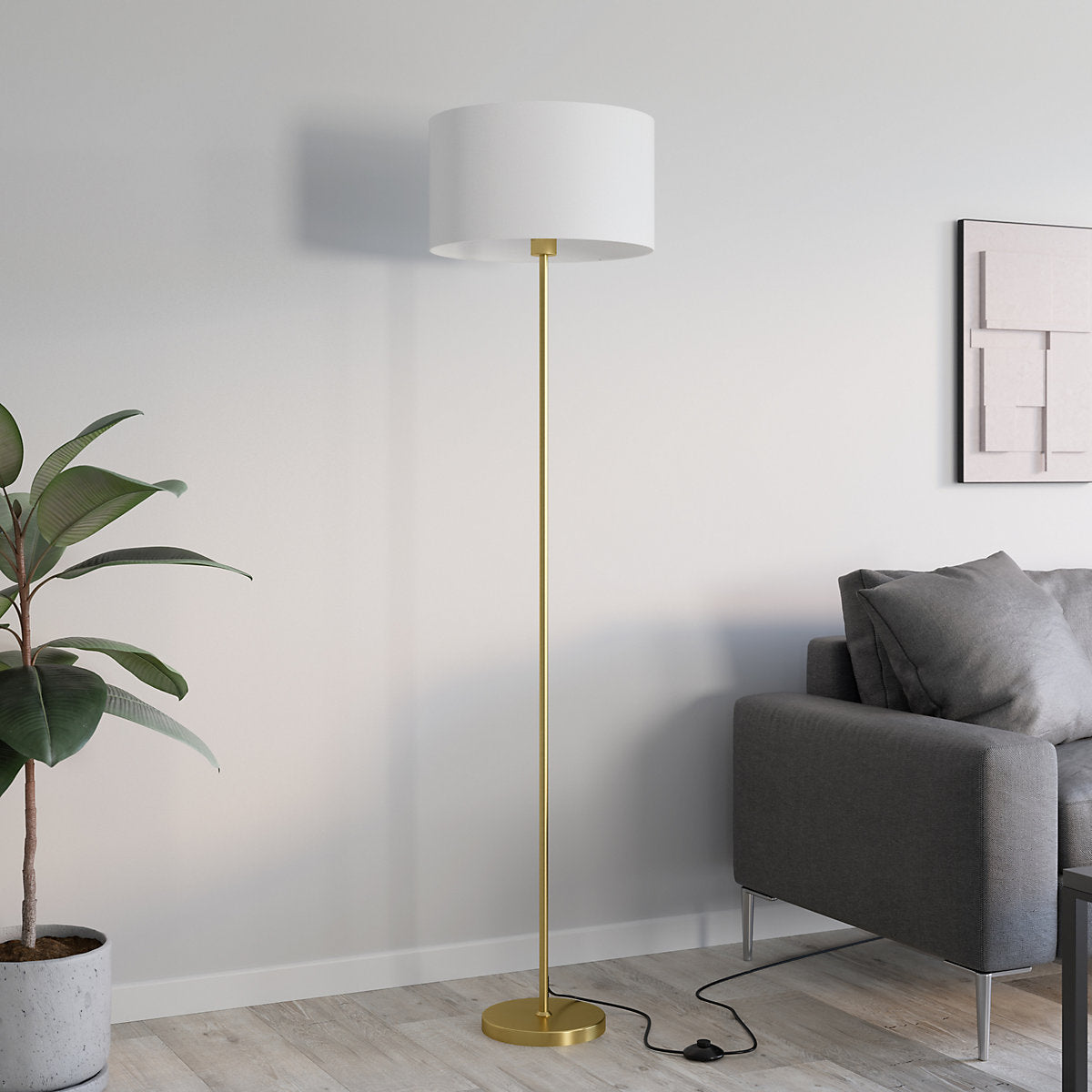 GoodHome Willet Satin Brass effect Floor lamp base