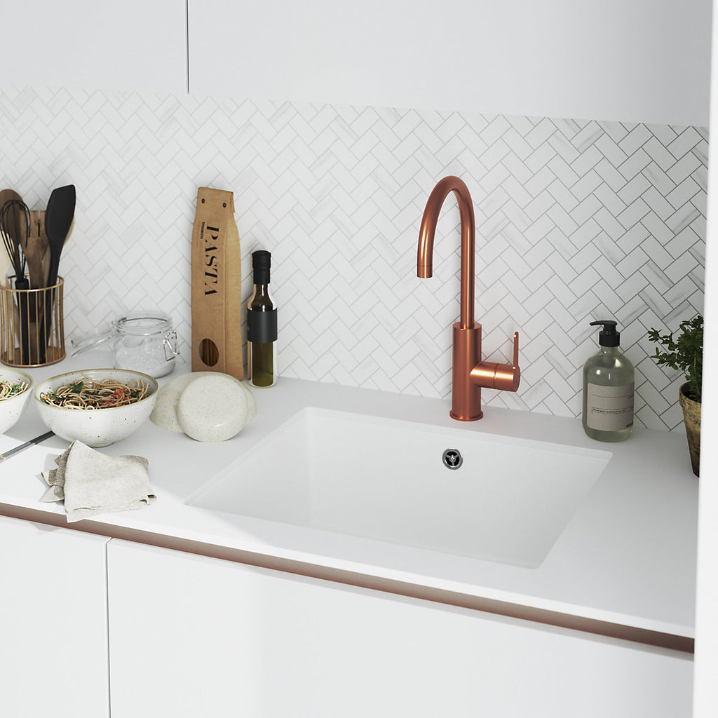 GoodHome Zanthe Copper effect Kitchen Side lever Tap