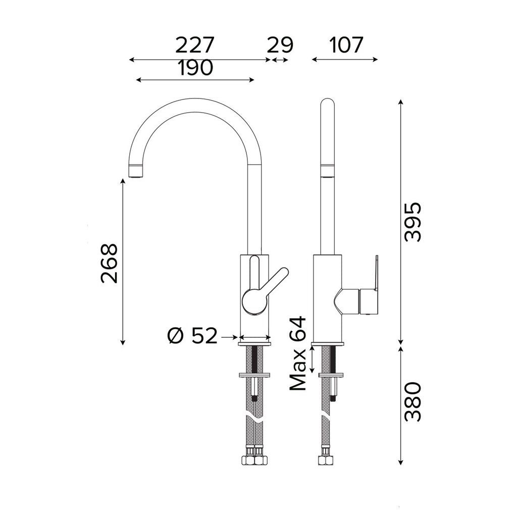 GoodHome Zanthe Copper effect Kitchen Side lever Tap