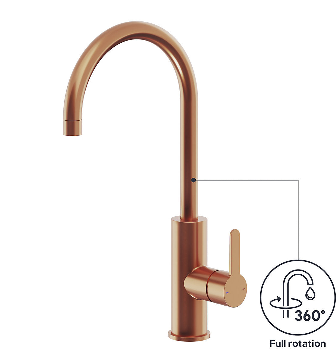 GoodHome Zanthe Copper effect Kitchen Side lever Tap