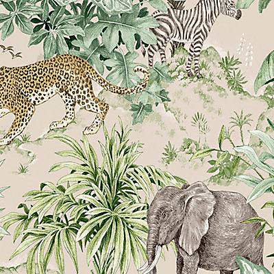 Grandeco Green Safari Jungle Smooth Wallpaper Sample