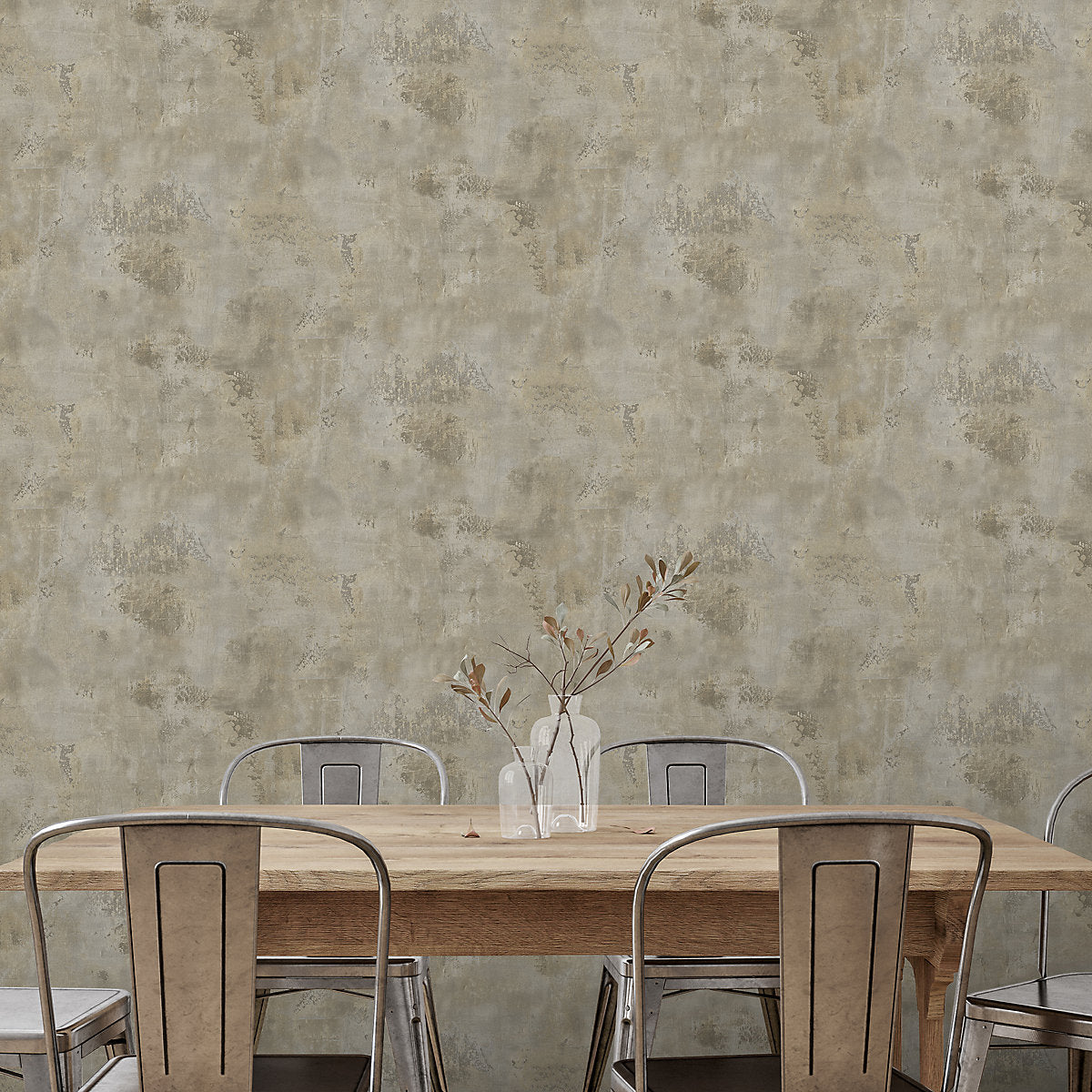 Grandeco Greige Distressed metallic effect Modern Embossed Wallpaper