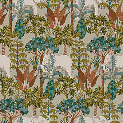 Grandeco Multicolour Elephant Forest Embossed Wallpaper