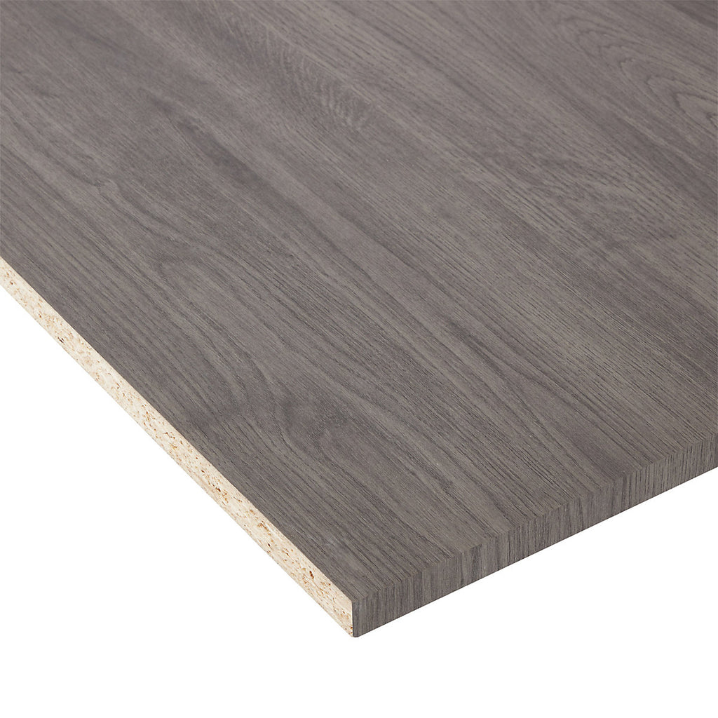 Grey Matt Oak effect Square edge Furniture panel, (L)2.5m (W)600mm (T)18mm