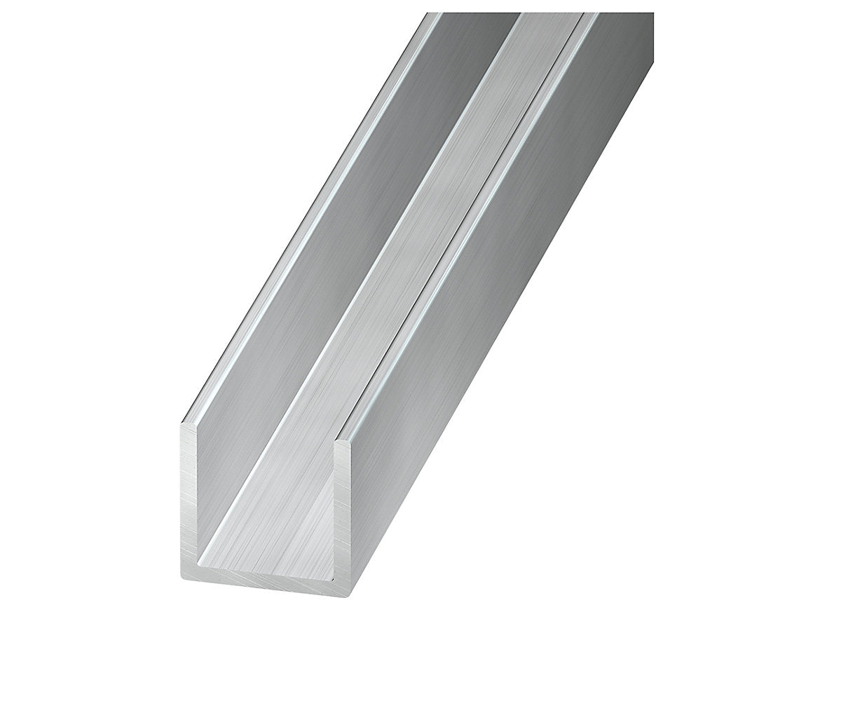 Gris Silver effect Aluminium U-shaped Profile, (L)2.5m (W)15mm (T)1.5mm