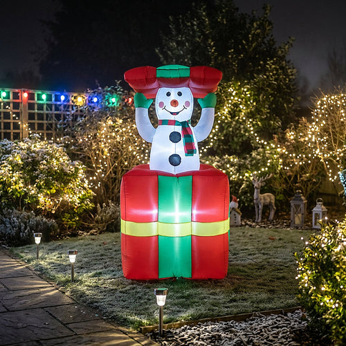 (H)1.52m LED Christmas Snowman in a present Inflatable