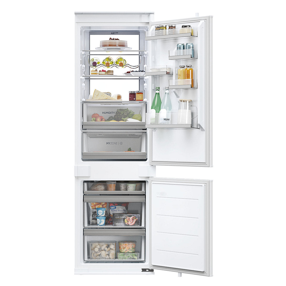Haier HBW7518CTK 70:30 Integrated Automatic defrost Fridge freezer - White