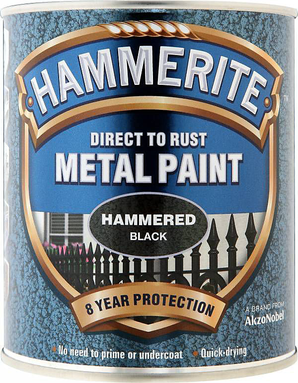 Hammerite Black Hammered effect Multi-surface Metal paint, 750ml Tin