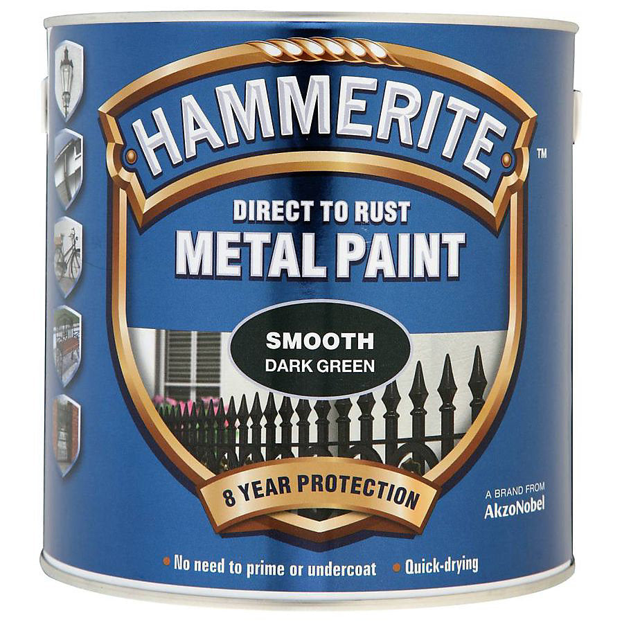Hammerite Dark green Gloss Metal paint, 750ml Tin