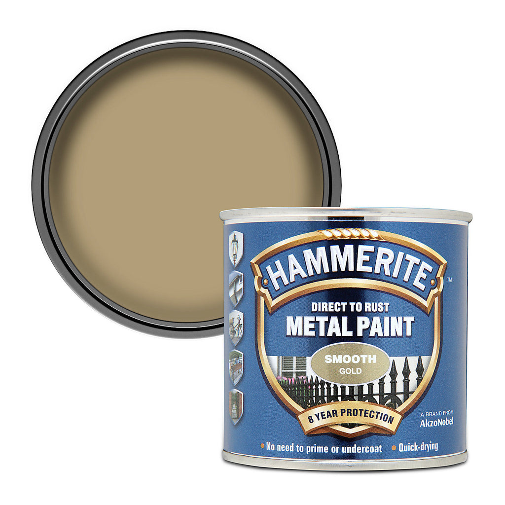 Hammerite Gloss Gold effect Metal paint, 250ml Tin