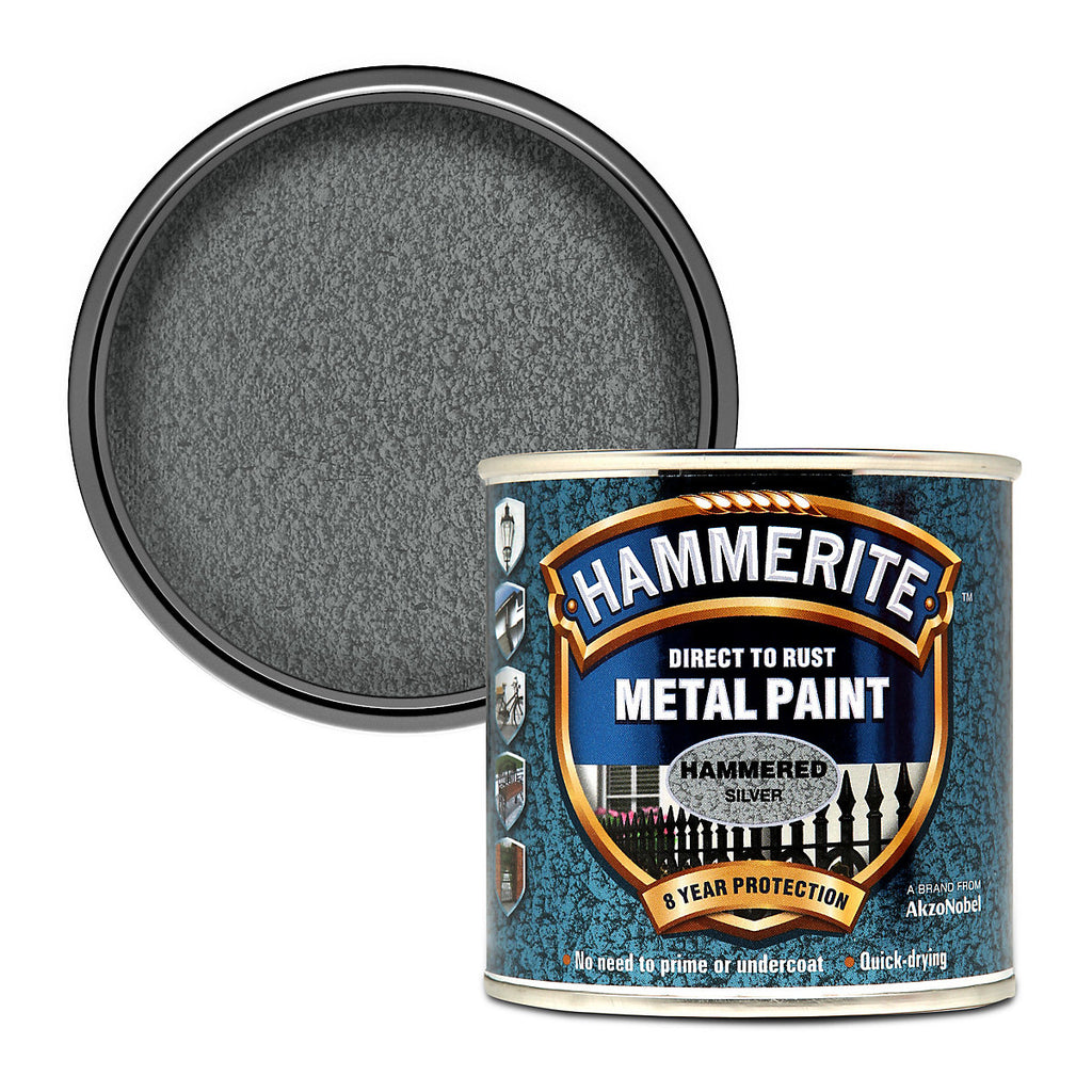 Hammerite Silver grey Hammered effect Metal paint, 250ml Tin
