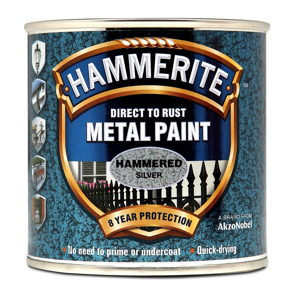 Hammerite Silver grey Hammered effect Metal paint, 250ml Tin