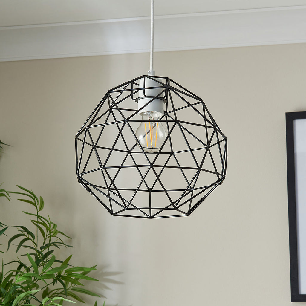 Harbour Studio Gamma Black Geometric Round Light shade (D)28cm