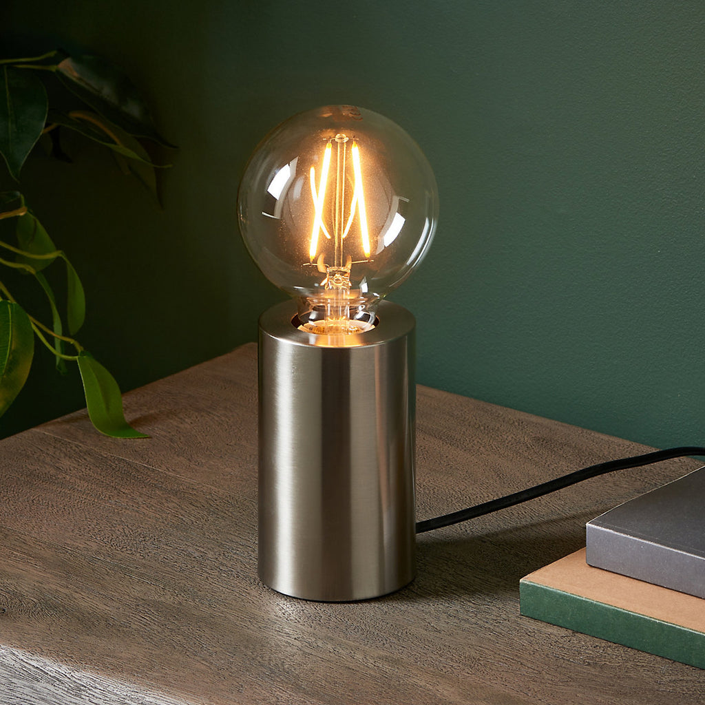 Harbour Studio Reno Cylinder Brushed Satin Chrome effect Table lamp base