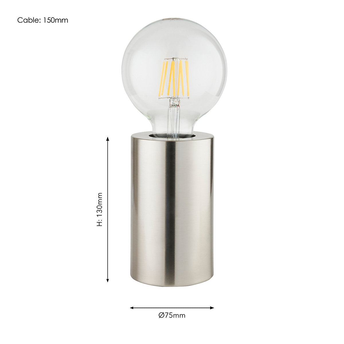 Harbour Studio Reno Cylinder Brushed Satin Chrome effect Table lamp base