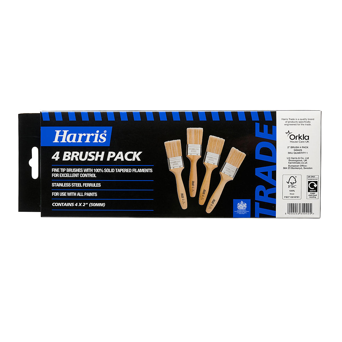 Harris Trade Emulsion & Gloss 2" Interior Walls, ceilings & trim work Paint brush, Pack of 4