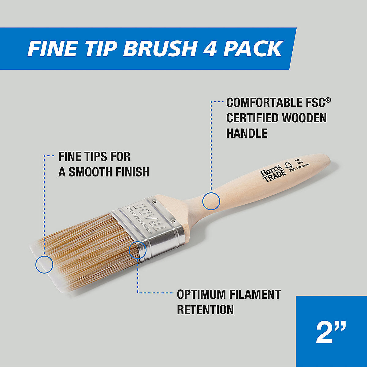 Harris Trade Emulsion & Gloss 2" Interior Walls, ceilings & trim work Paint brush, Pack of 4