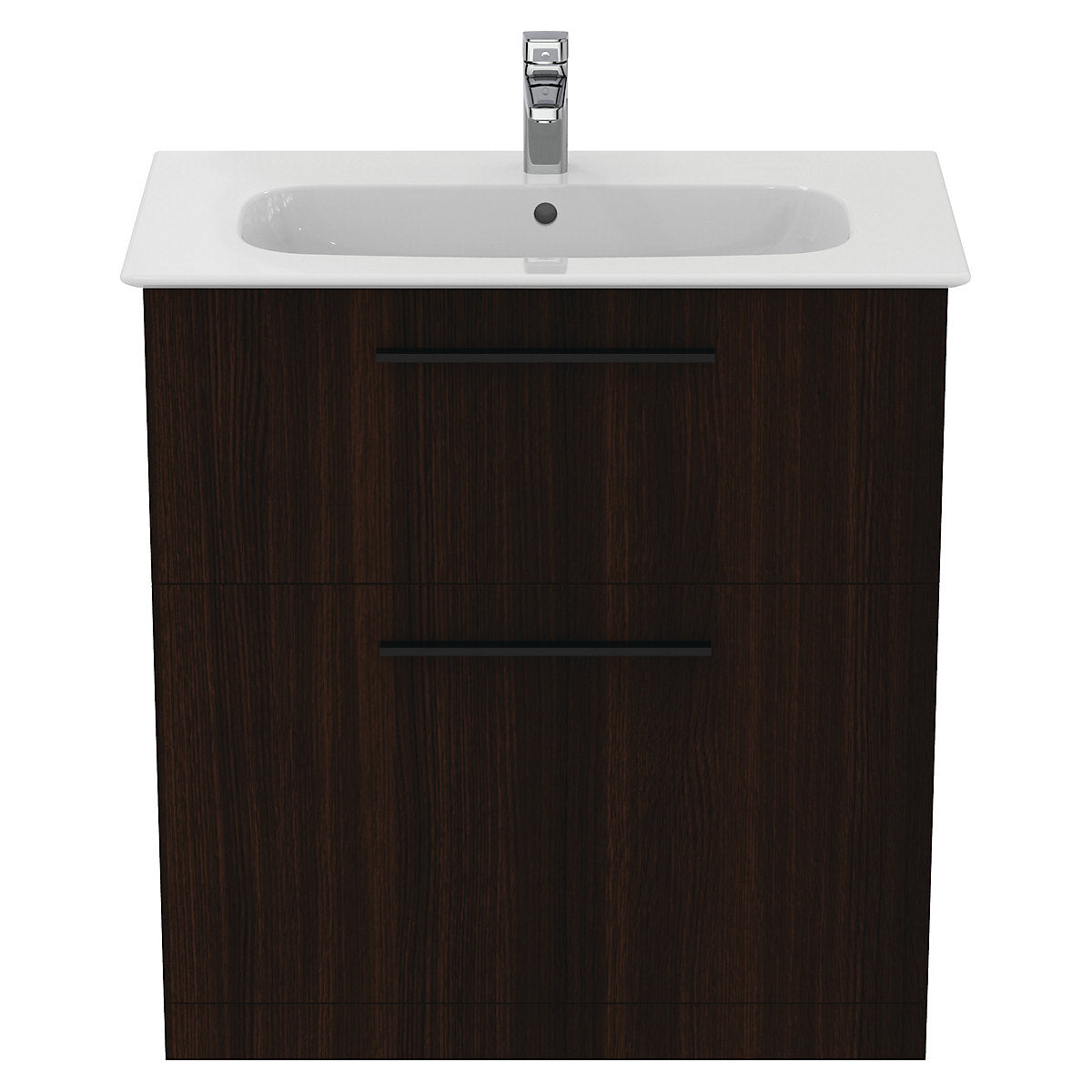 Ideal Standard i.Life A Matt Coffee brown Oak effect Freestanding Vanity unit & basin set with 2 Black handle (W)840mm (H)853mm