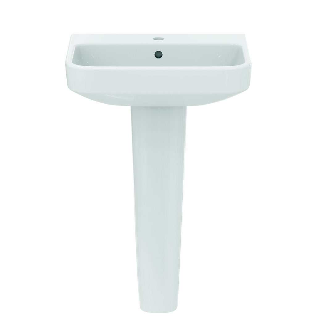 Ideal Standard i.life S Gloss White Rectangular Floor-mounted Full pedestal 1 tap hole Basin (H)84.5cm (W)55cm