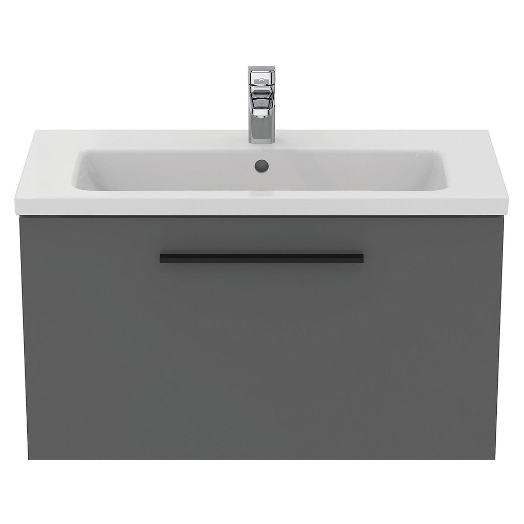 Ideal Standard i.Life S Matt Quartz grey Wall-mounted Vanity unit & basin set with 1 Black handle (W)800mm (H)440mm