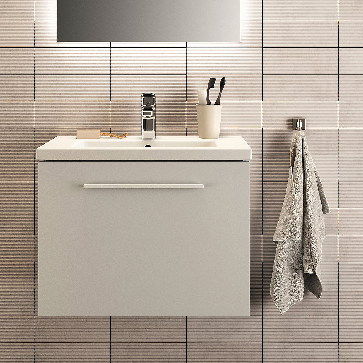 Ideal Standard i.Life S Matt White Wall-mounted Vanity unit & basin set with 1 Chrome effect handle (W)600mm (H)440mm