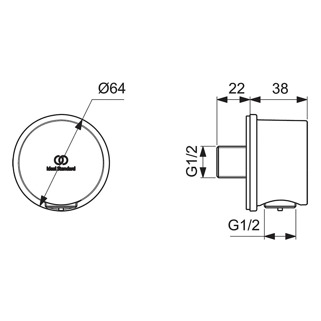 Ideal Standard Idealrain Silver effect Wall outlet
