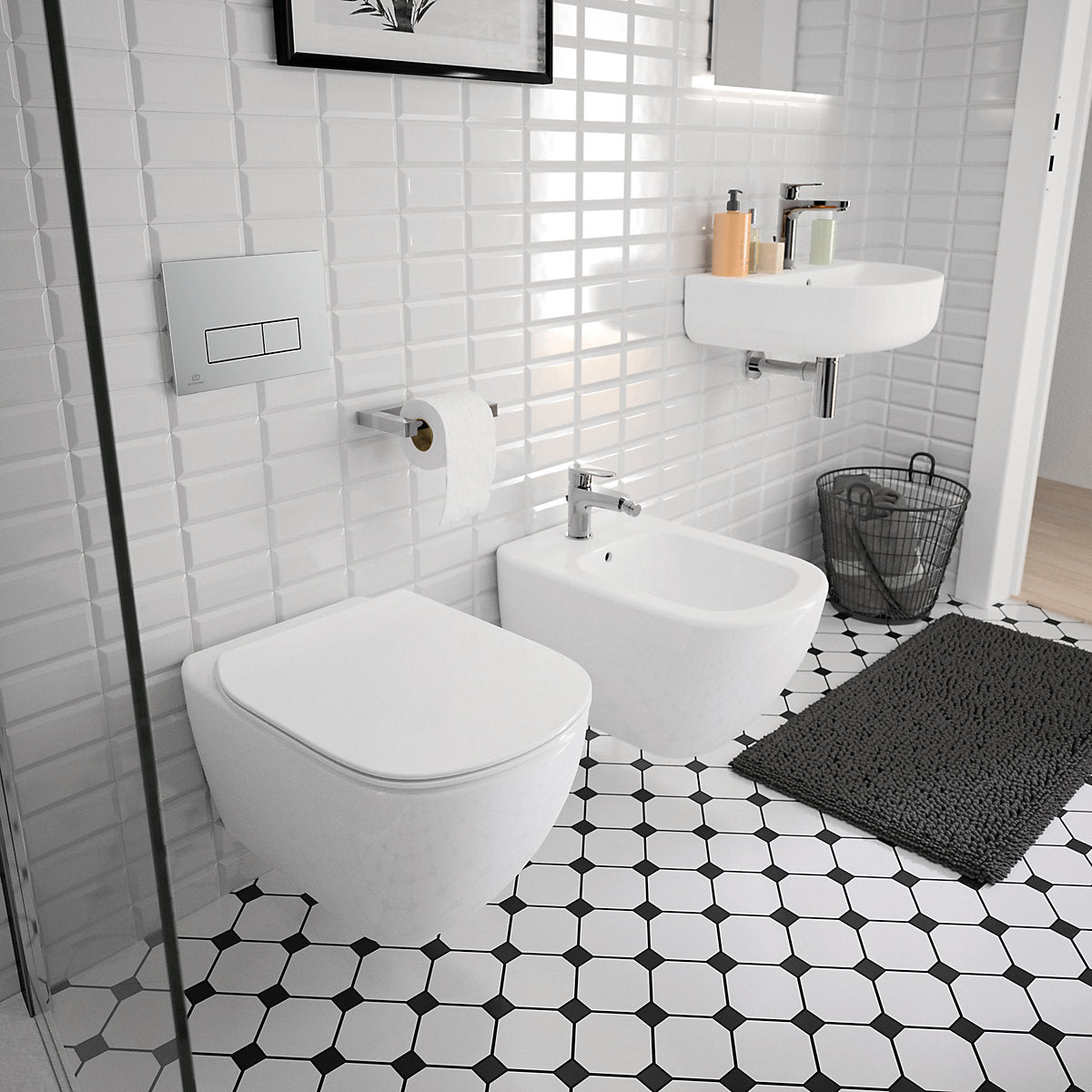 Ideal Standard Oleas P2 pneumatic Gloss Chrome effect Dual Flushing plate (H)154mm (W)234mm