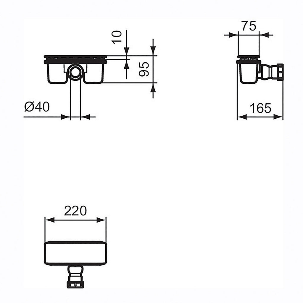 Ideal Standard Ultraflat Rectangular Chrome effect Shower waste (L)142mm (W)220mm