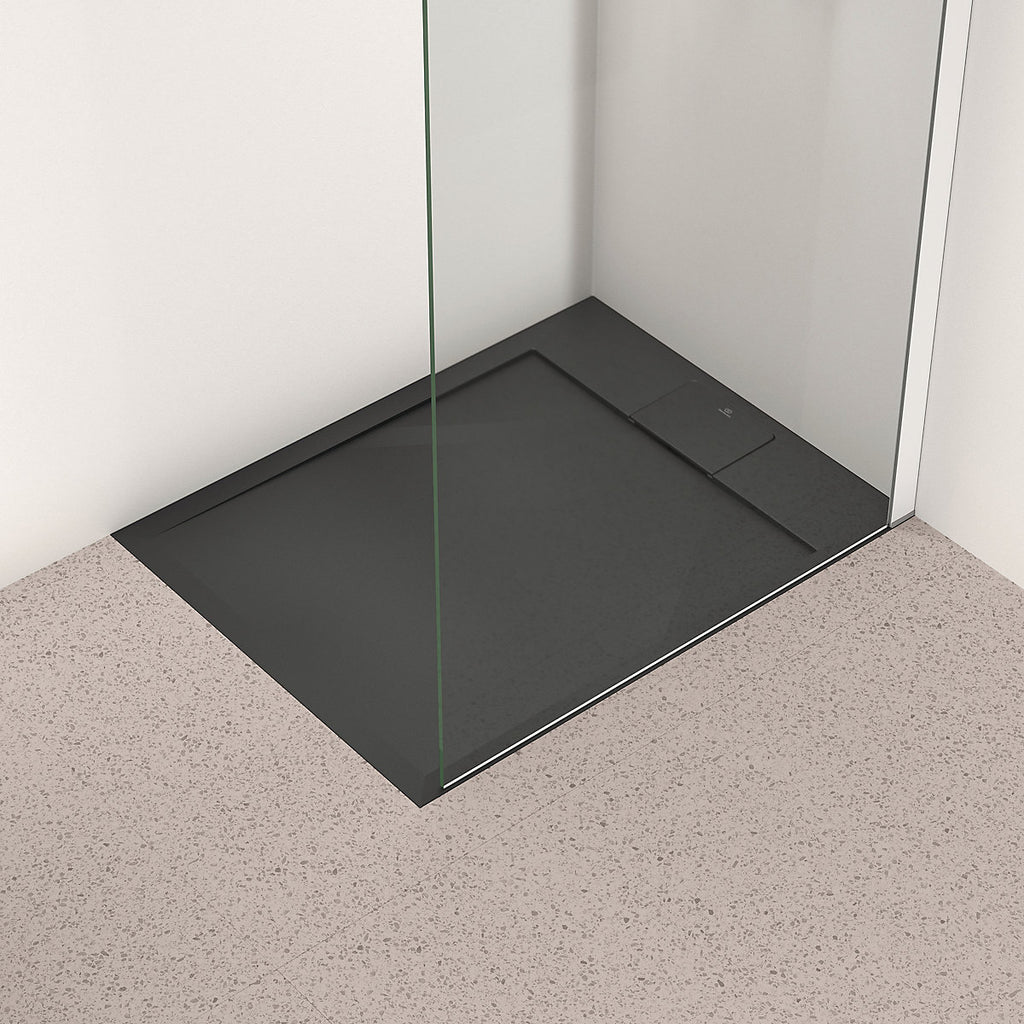 Ideal Standard Ultraflat S i.life Matt Jet Black Rectangular Universal Shower tray (L)900mm (W)700mm (H) 30mm