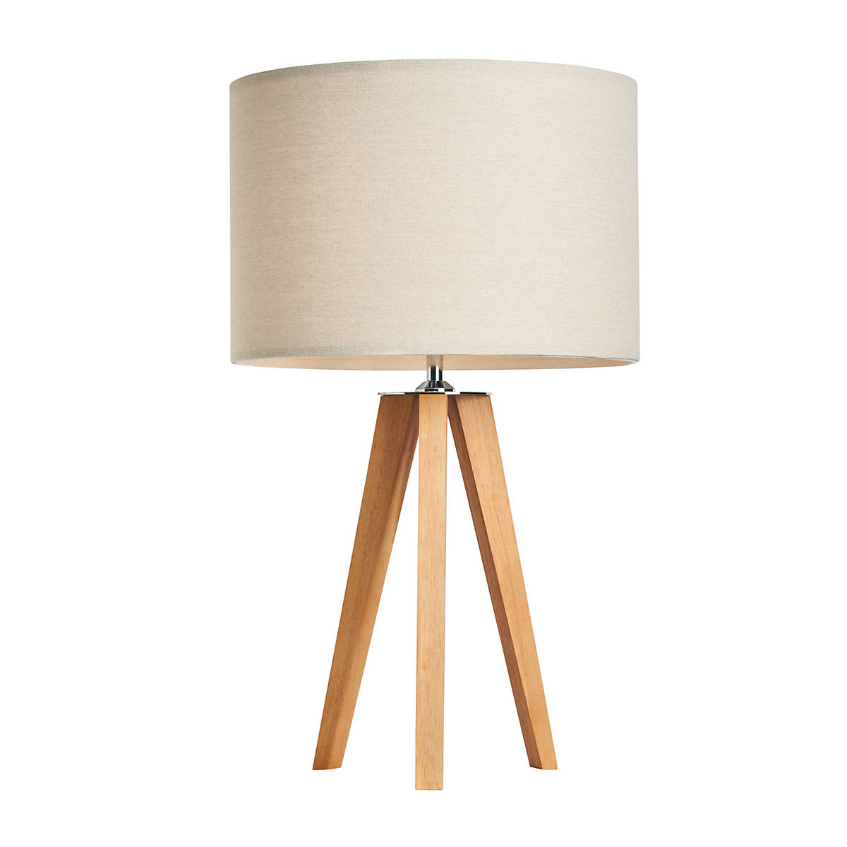 Inlight Aruna Tripod Matt White & Natual Wood effect Table lamp