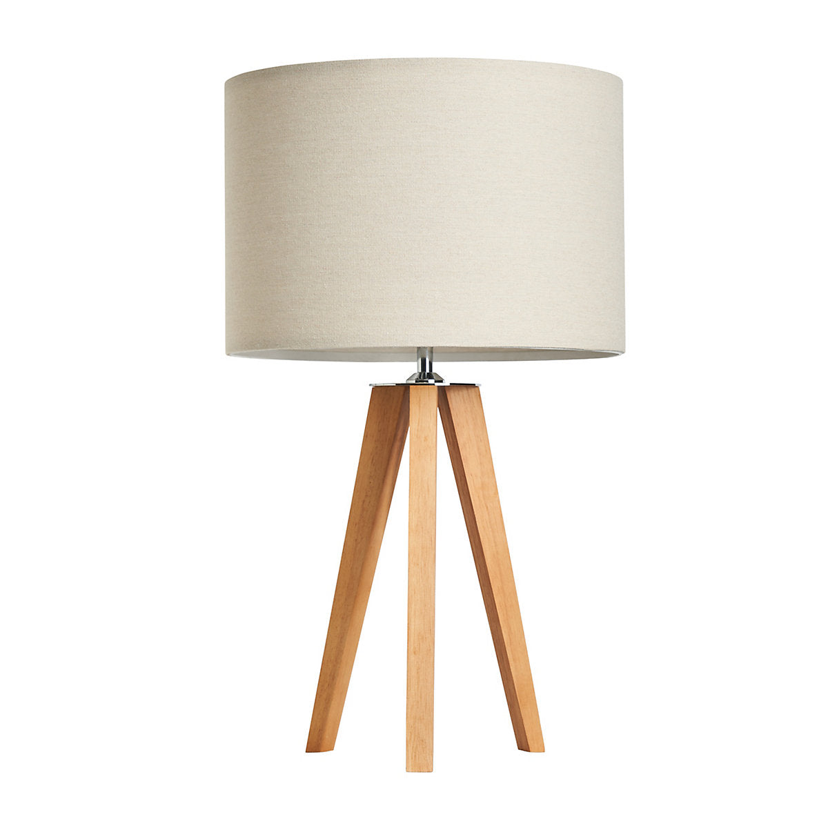 Inlight Aruna Tripod Matt White & Natual Wood effect Table lamp