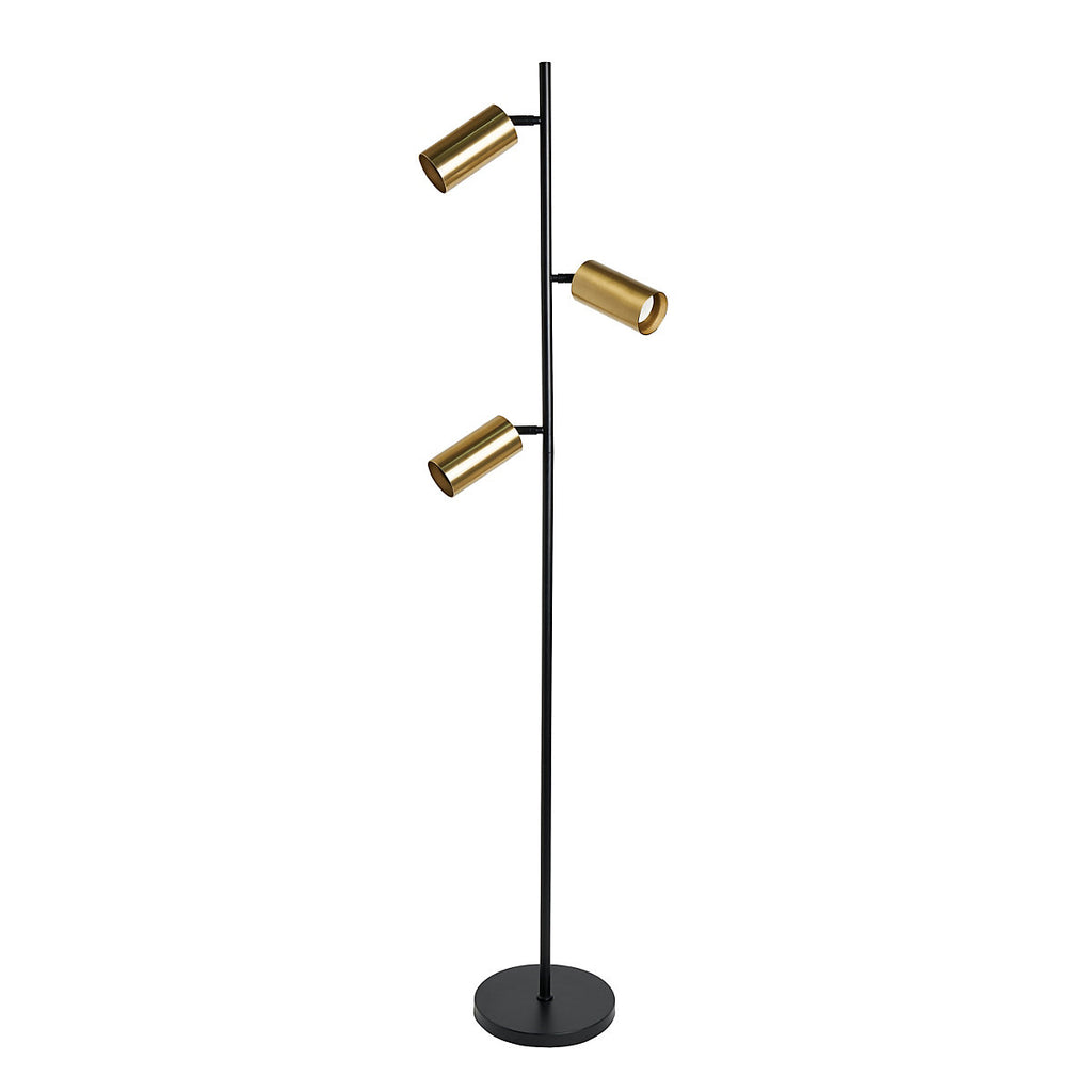 Inlight Carana Matt Black Brass effect LED Floor lamp