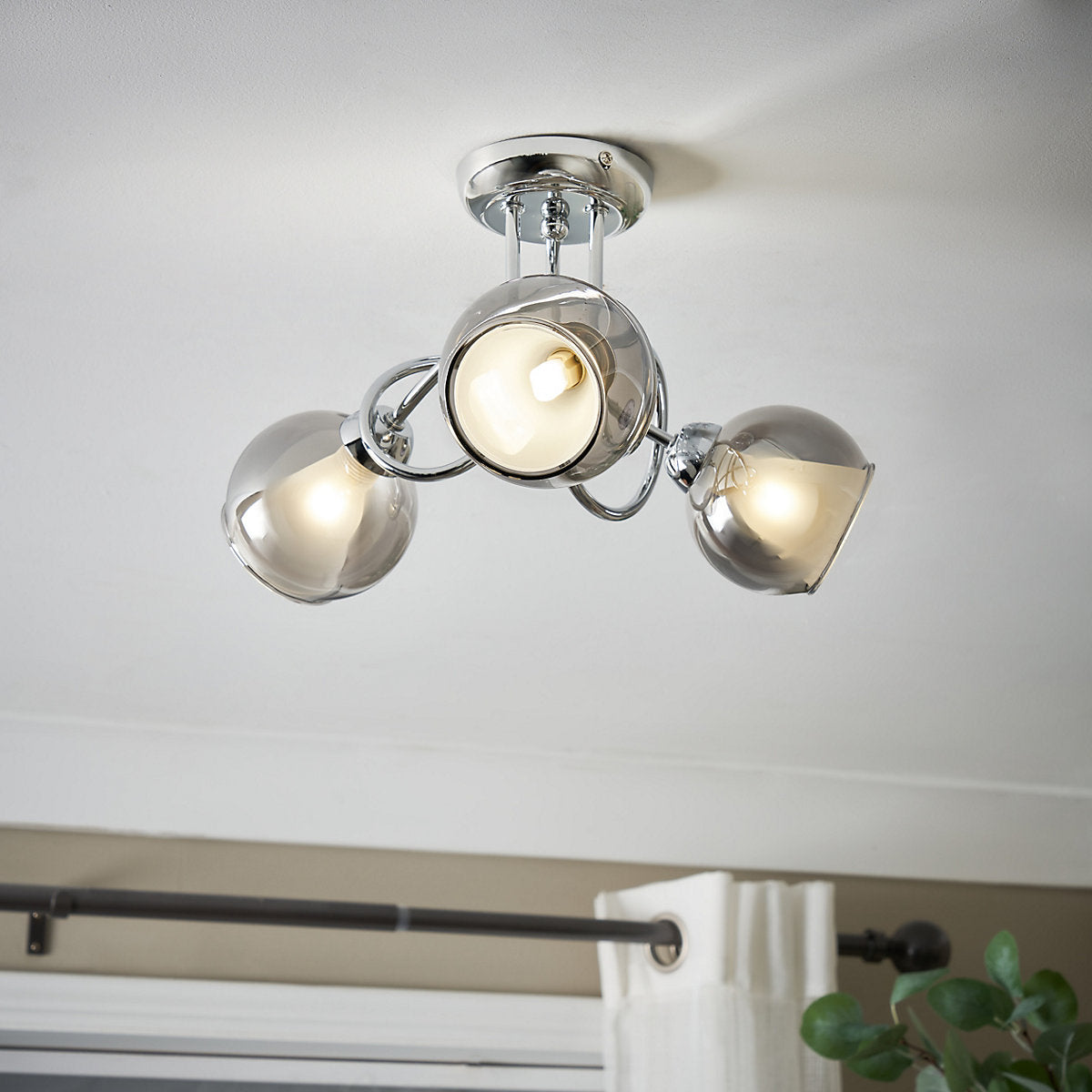 Inlight Elevate Glass & steel Chrome & smoked glass effect 3 Lamp Ceiling light