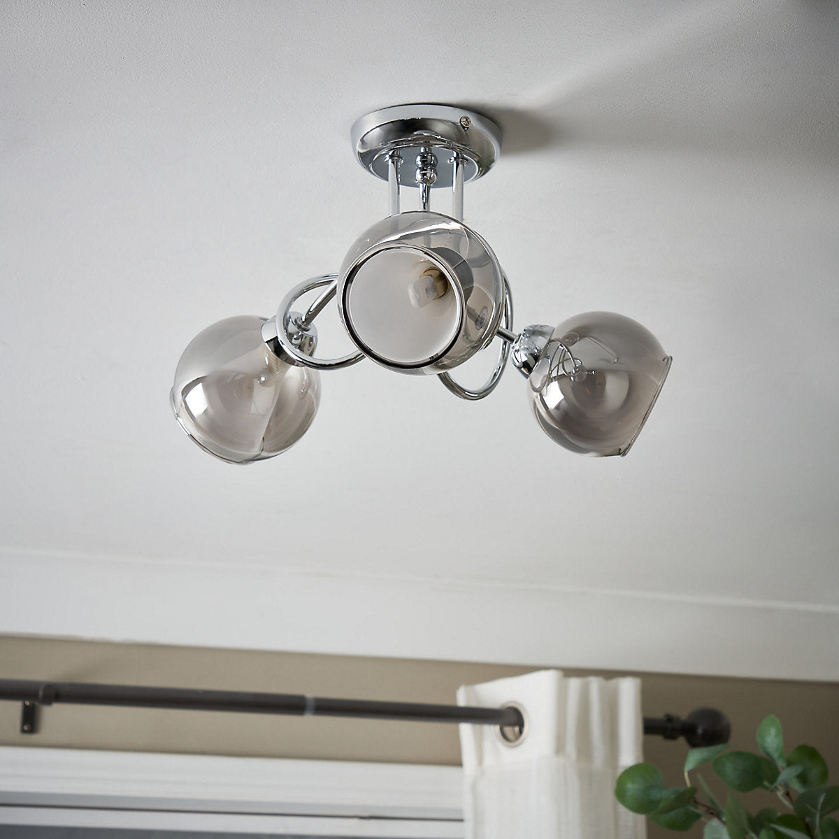 Inlight Elevate Glass & steel Chrome & smoked glass effect 3 Lamp Ceiling light