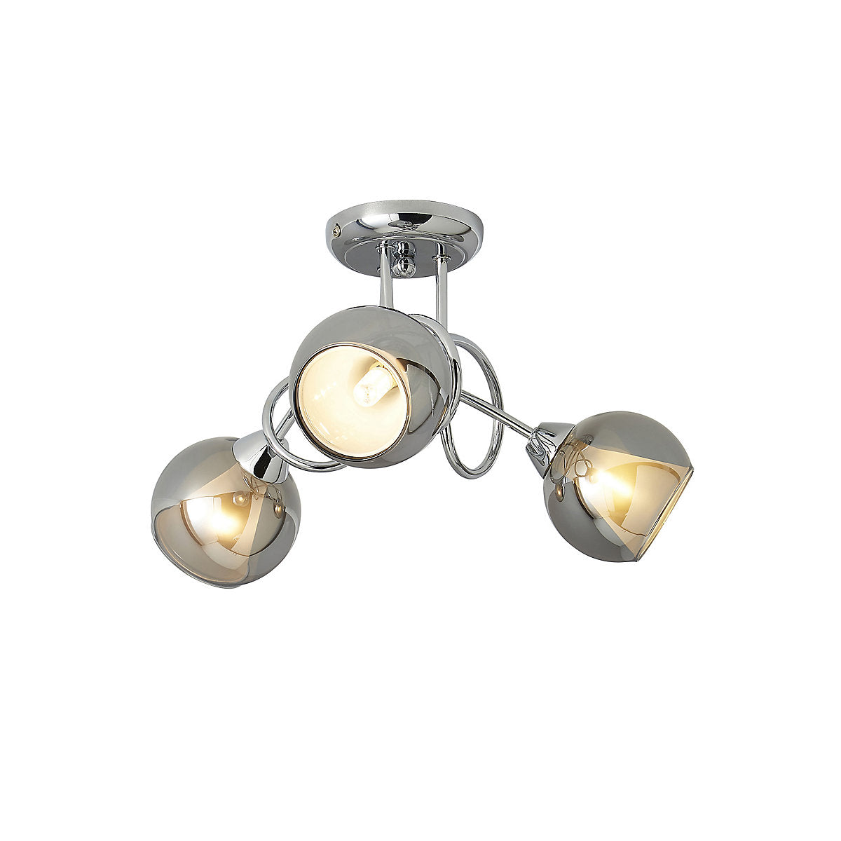 Inlight Elevate Glass & steel Chrome & smoked glass effect 3 Lamp Ceiling light