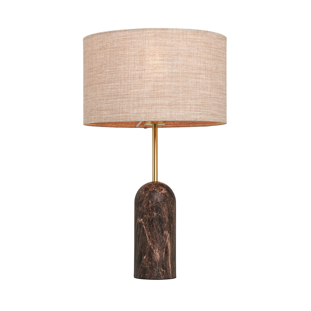 Inlight Mascardi Round Printed Matt Brown & Natural Marble effect Table lamp