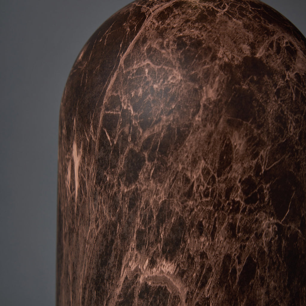 Inlight Mascardi Round Printed Matt Brown & Natural Marble effect Table lamp