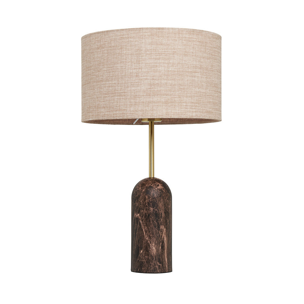 Inlight Mascardi Round Printed Matt Brown & Natural Marble effect Table lamp