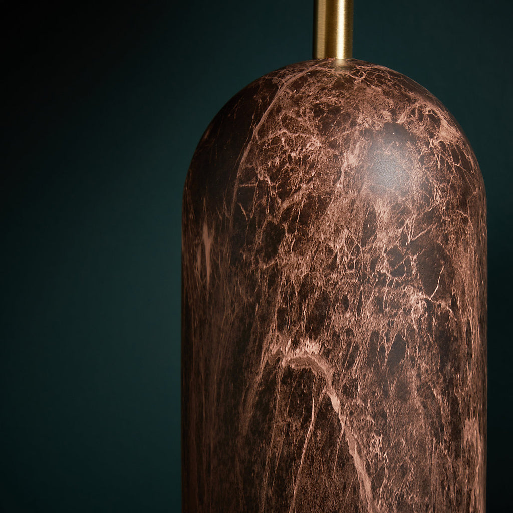 Inlight Mascardi Round Printed Matt Brown & Natural Marble effect Table lamp