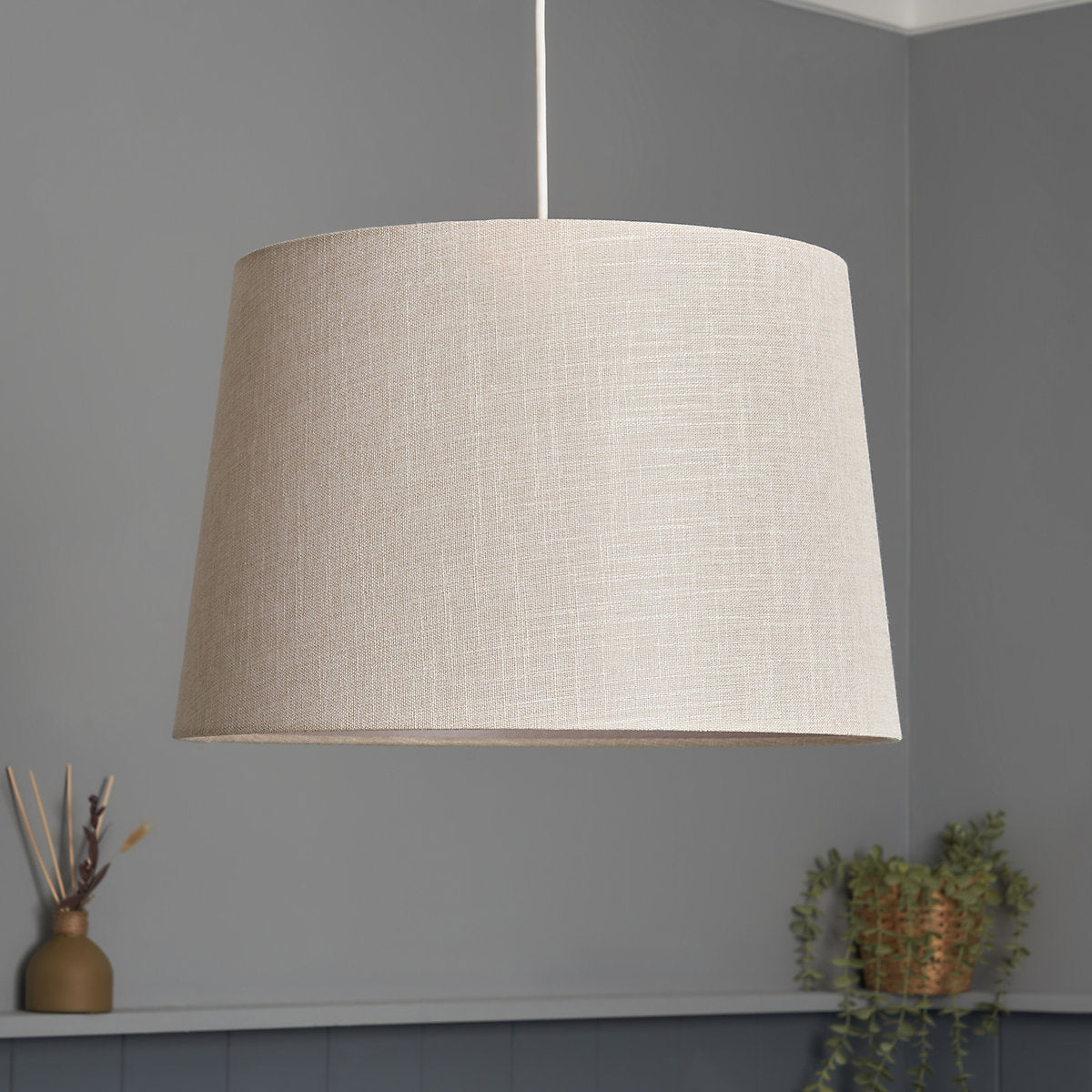 Inlight Petra Natural Woven effect Slubby Cylinder Light shade (D)40cm
