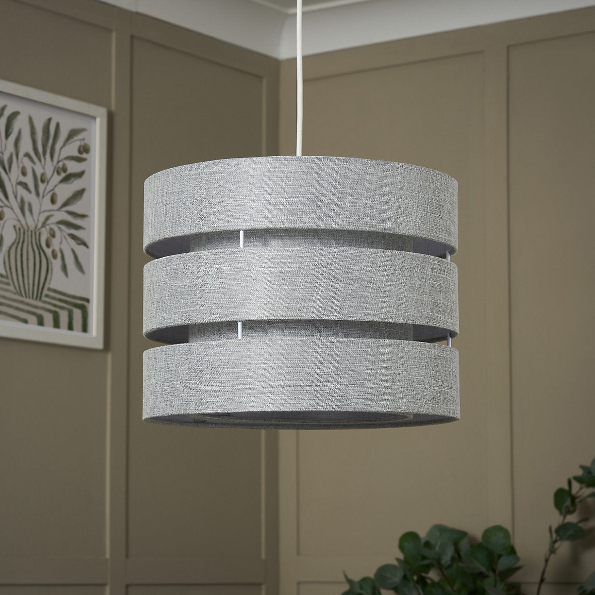 Inlight Ponte Blue Metallic effect Contemporary Trio Cylinder Light shade (D)28cm