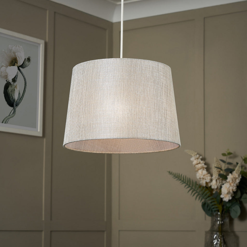 Inlight Ponte Light Grey Metallic effect Contemporary Cylinder Light shade (D)30cm