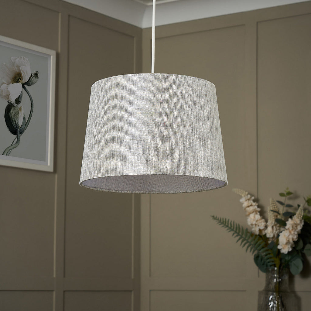 Inlight Ponte Light Grey Metallic effect Contemporary Cylinder Light shade (D)30cm