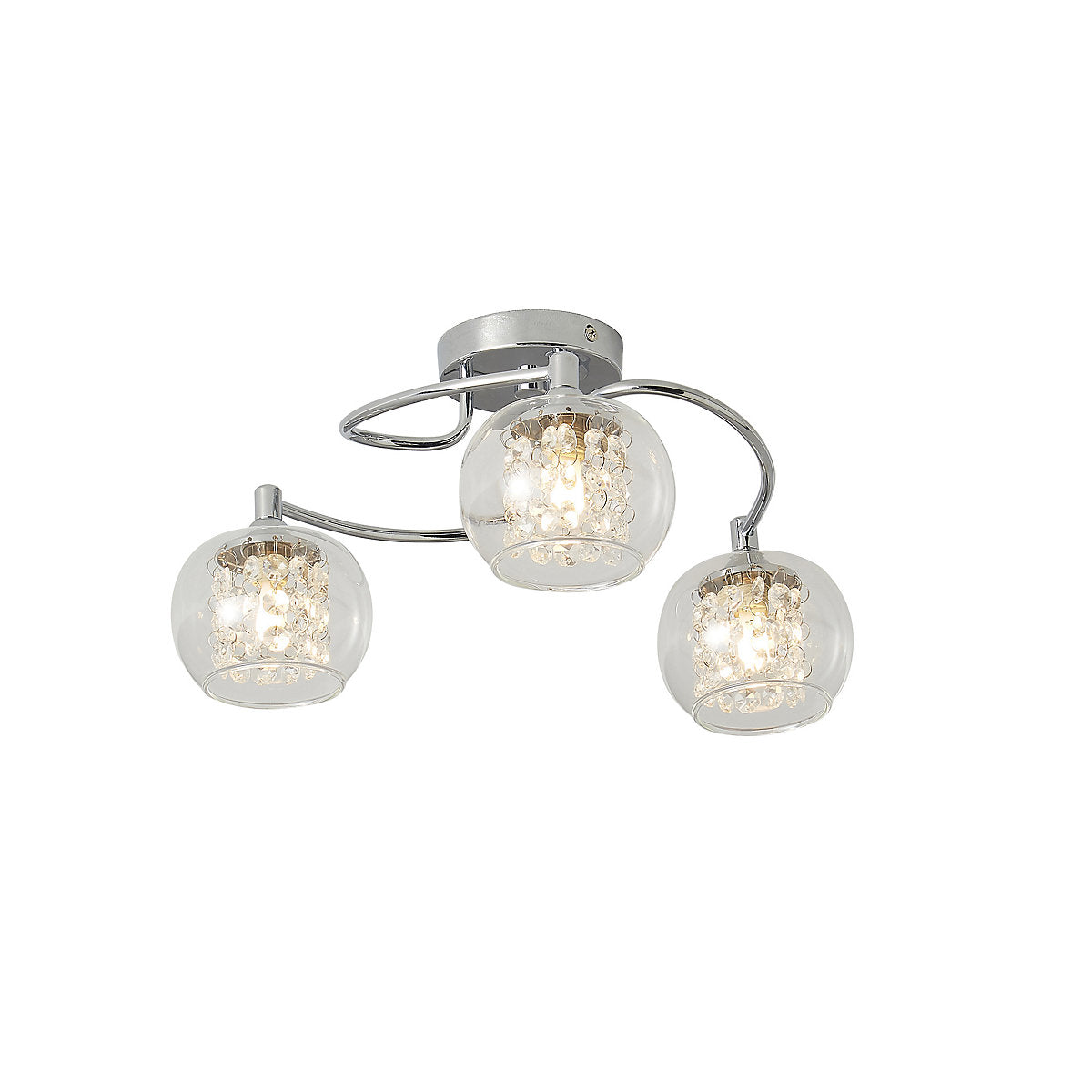 Inlight Roma Beaded Glass & steel Transparent Chrome effect 3 Lamp Ceiling light
